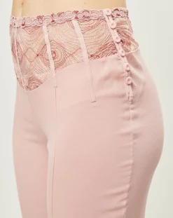 Femme La Perla Pantalon en Soie mélangée Elements rose/rouge