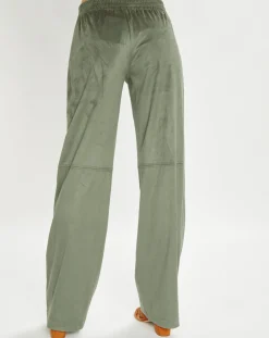 Lauren Vidal Pantalon en Suédine Lou kaki