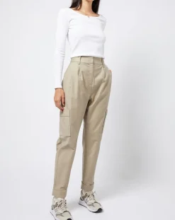 Femme Esprit Pantalon en Toile de coton type cargo beige