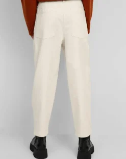 Femme Marc O'Polo Pantalon en Twill de Coton mélangé Barrel écru