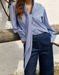 Clearance Lauren Vidal Pantalon en Velours côtelé Chiara nuit