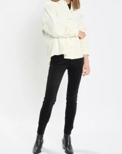 Online Marc O'Polo Pantalon en Velours de coton bio Slim Mavas noir