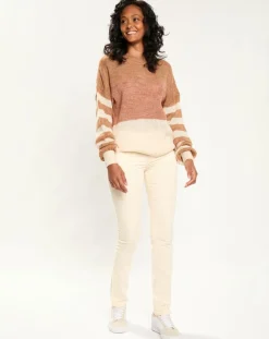 Femme Esprit Pantalon en Velours Fin écru