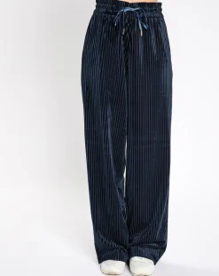 Hot Esprit Pantalon en Velours fluide rib bleu marine