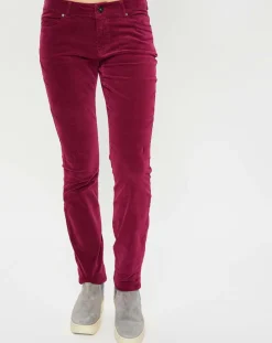 Femme Marc O'Polo Pantalon en Velours lisse Alby bordeaux