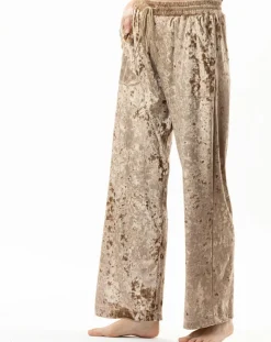 Hot Le Chat Pantalon en velours Platine doré