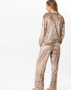 Hot Le Chat Pantalon en velours Platine doré