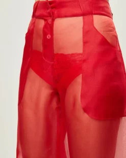 Femme La Perla Pantalon Esprit d'Atelier 100% Soie rouge