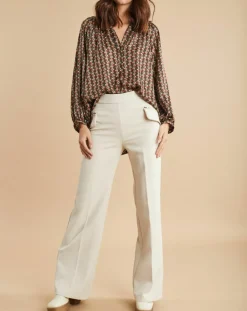 Clearance Lauren Vidal Pantalon flare Muse lait