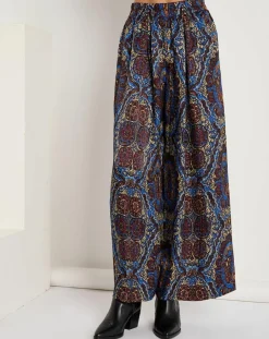 Discount See u Soon Pantalon Julia satiné imprimé bordeaux/bleu
