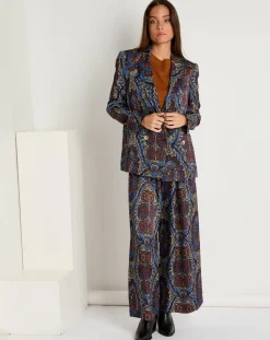 Discount See u Soon Pantalon Julia satiné imprimé bordeaux/bleu