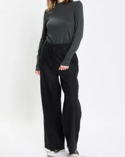Online Marc O'Polo Pantalon large en Laine mélangée noir