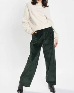 Best Marc O'Polo Pantalon large en Velours côtelé à revers vert foncé