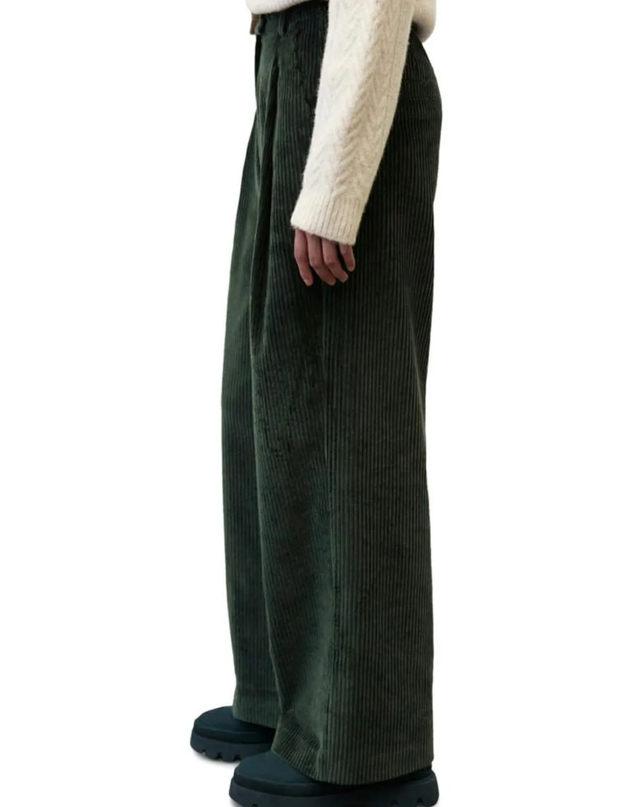 Best Marc O'Polo Pantalon large en Velours côtelé à revers vert foncé