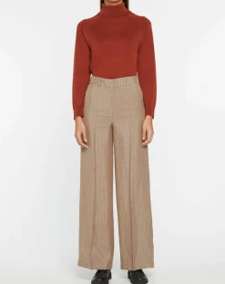 Online Galeries Lafayette Pantalon large et fluide imprimé pied-de-poule marron