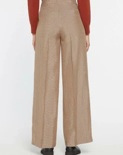 Online Galeries Lafayette Pantalon large et fluide imprimé pied-de-poule marron