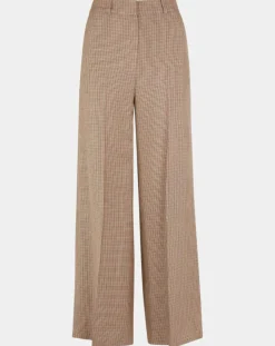 Online Galeries Lafayette Pantalon large et fluide imprimé pied-de-poule marron