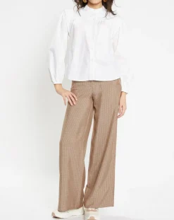 Online Galeries Lafayette Pantalon large et fluide imprimé pied-de-poule marron