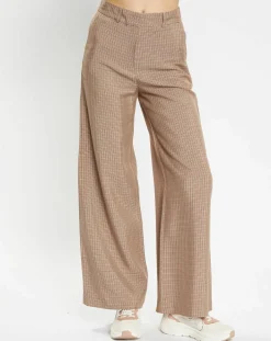 Online Galeries Lafayette Pantalon large et fluide imprimé pied-de-poule marron