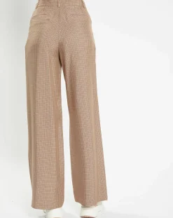 Online Galeries Lafayette Pantalon large et fluide imprimé pied-de-poule marron