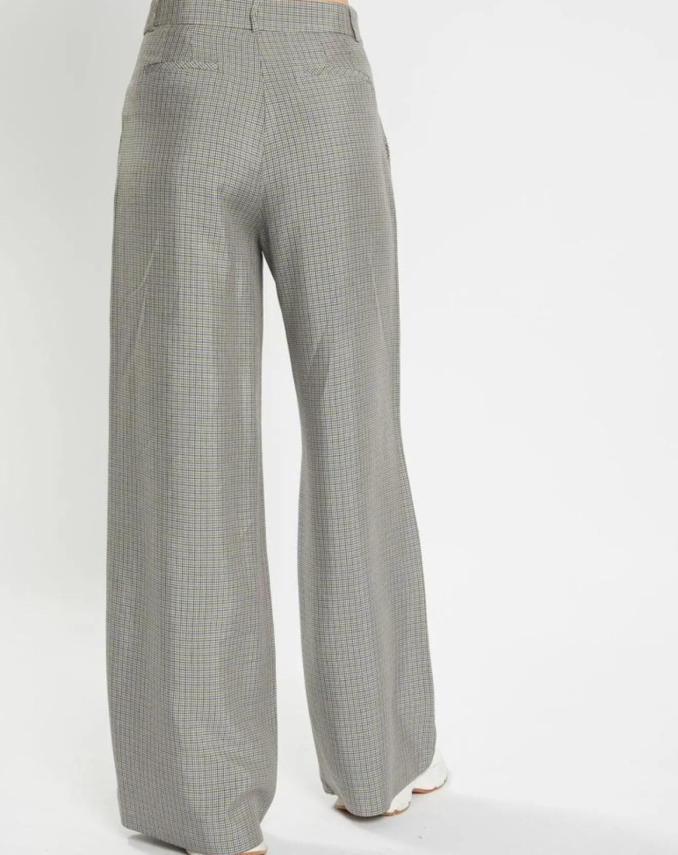 Femme Galeries Lafayette Pantalon large et fluide imprimé pied-de-poule bleu