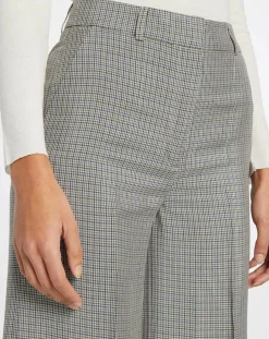 Femme Galeries Lafayette Pantalon large et fluide imprimé pied-de-poule bleu