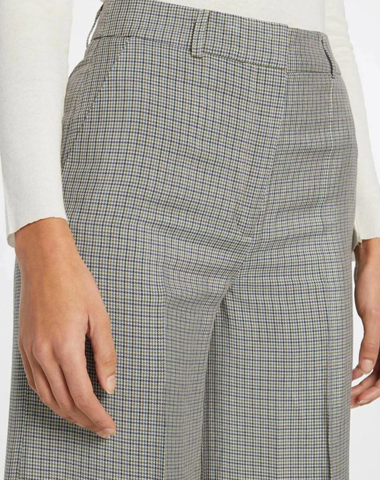 Femme Galeries Lafayette Pantalon large et fluide imprimé pied-de-poule bleu