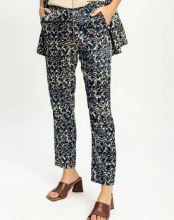 New Lauren Vidal Pantalon Lou imprimé bleu/crème