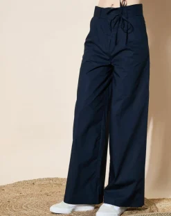 Hot Galeries Lafayette Pantalon paperbag en Coton Gregoria bleu marine