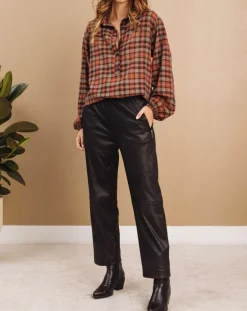 Femme Lauren Vidal Pantalon peau de pêche Tasha noir