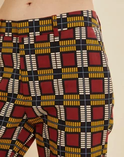 Clearance Chloé Stora Pantalon Priscille imprimé bordeaux/jaune/noir