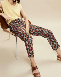 Clearance Chloé Stora Pantalon Priscille imprimé bordeaux/jaune/noir