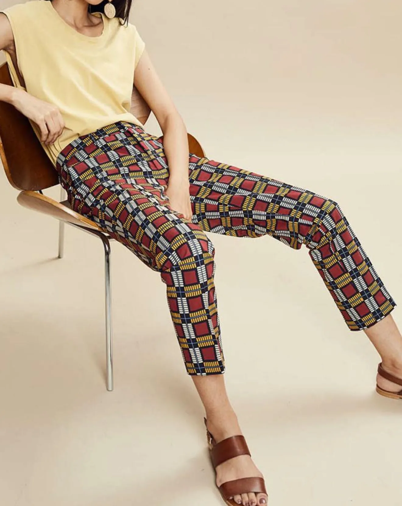 Clearance Chloé Stora Pantalon Priscille imprimé bordeaux/jaune/noir