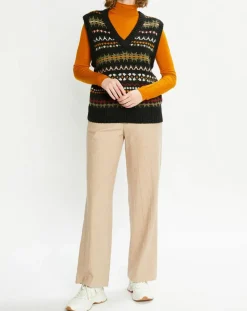 Scotch & Soda Pantalon Regular Fit en Laine mélangée Edie Text beige