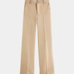 Scotch & Soda Pantalon Regular Fit en Laine mélangée Edie Text beige