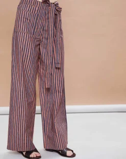 Sale Mare di Latte Pantalon Santa Fe rayé rose/bleu