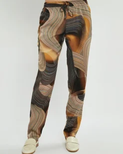 New Lauren Vidal Pantalon satiné Store imprimé café