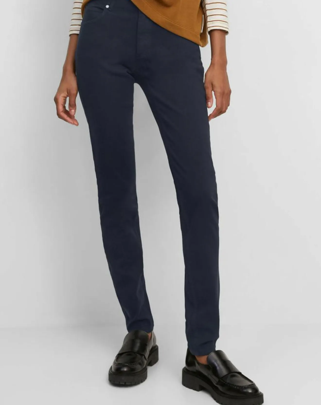 Femme Marc O'Polo Pantalon Slim en Coton bio mélangé Mavas bleu marine