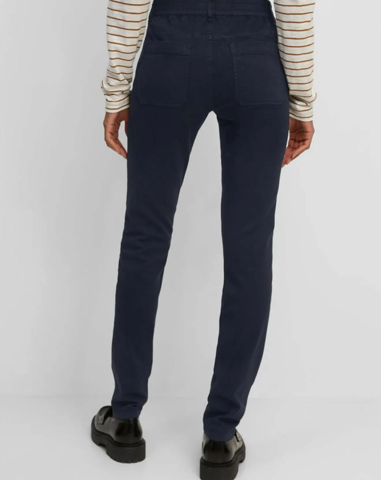 Femme Marc O'Polo Pantalon Slim en Coton bio mélangé Mavas bleu marine