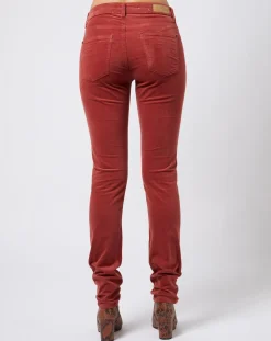Best Esprit Pantalon Slim en velours côtelé à taille mi-haute rouge moyen