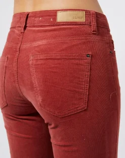Best Esprit Pantalon Slim en velours côtelé à taille mi-haute rouge moyen