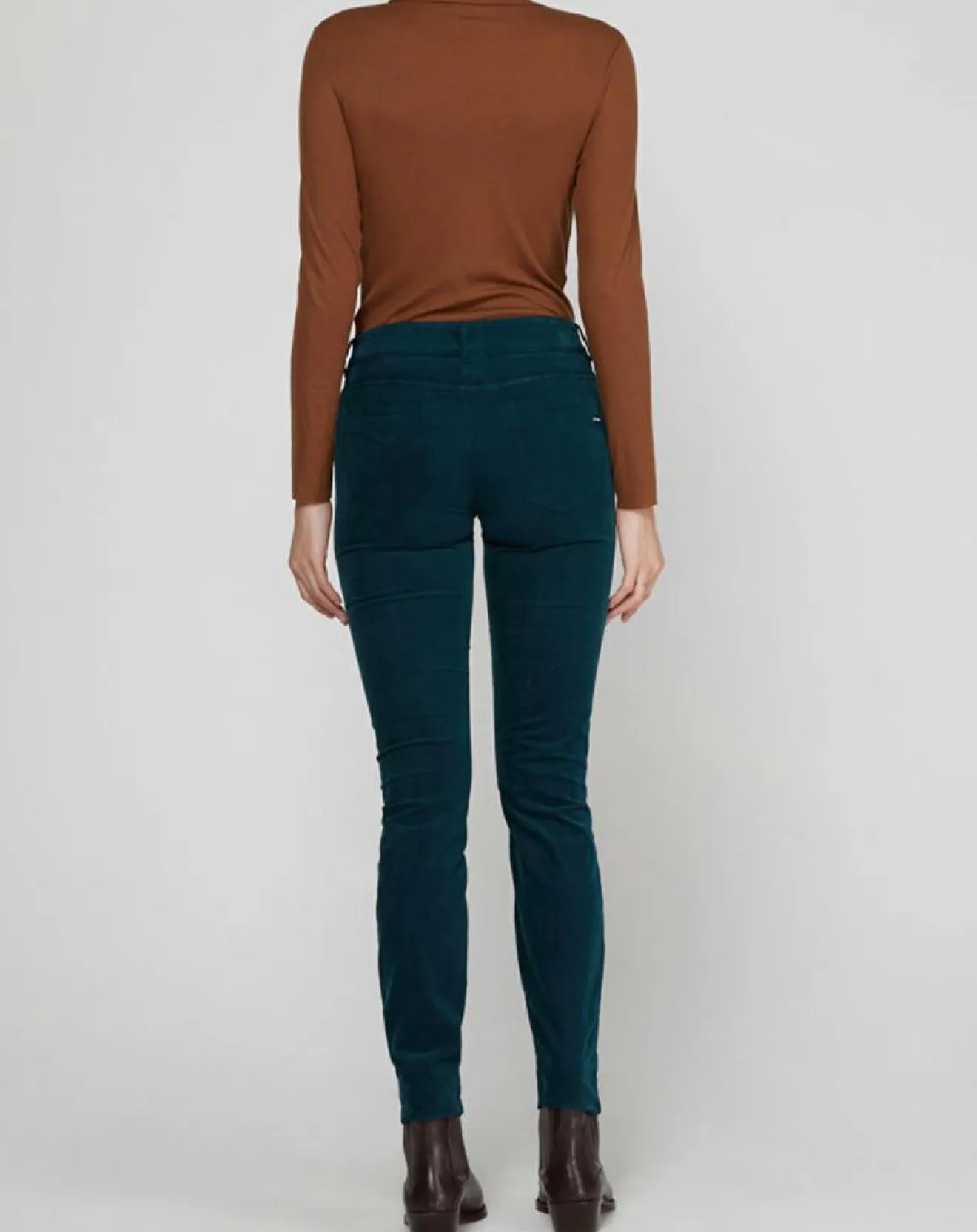 Femme Marc O'Polo Pantalon slim en Velours fin Alby vert foncé