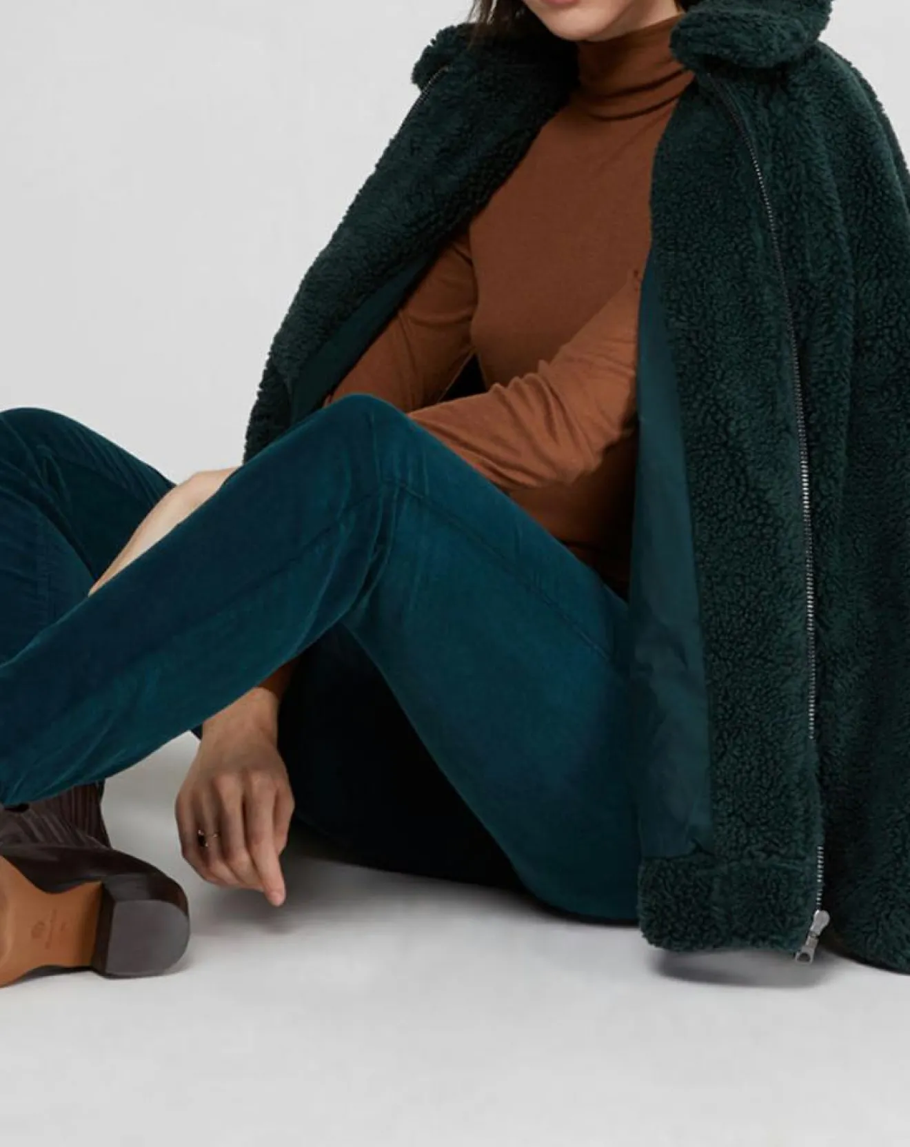 Femme Marc O'Polo Pantalon slim en Velours fin Alby vert foncé