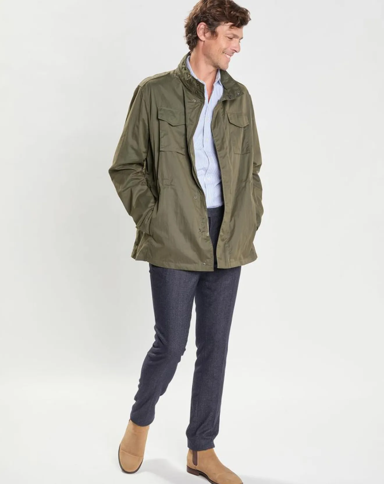 Sale Hackett London Pantalon Slim Fit en Laine mélangée & Flanelle Mouline bleu