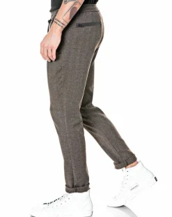 Homme Replay Pantalon Slim Smart Business imprimé chevrons marron