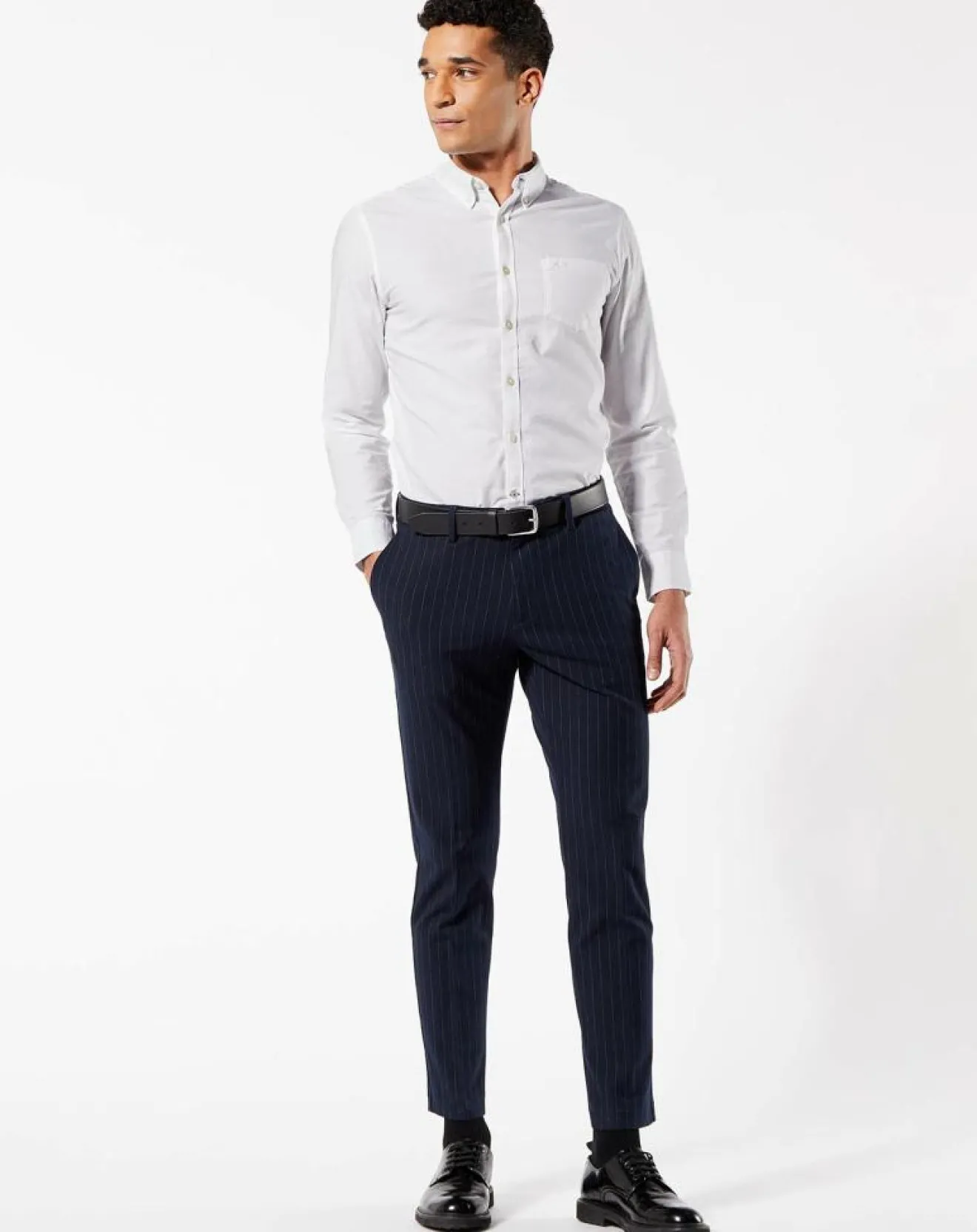 Homme Dockers Pantalon Smart 360 Flex Trouser Slim Fit à rayures bleu foncé