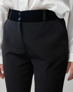 Femme Lauren Vidal Pantalon Vogue taille velours noir