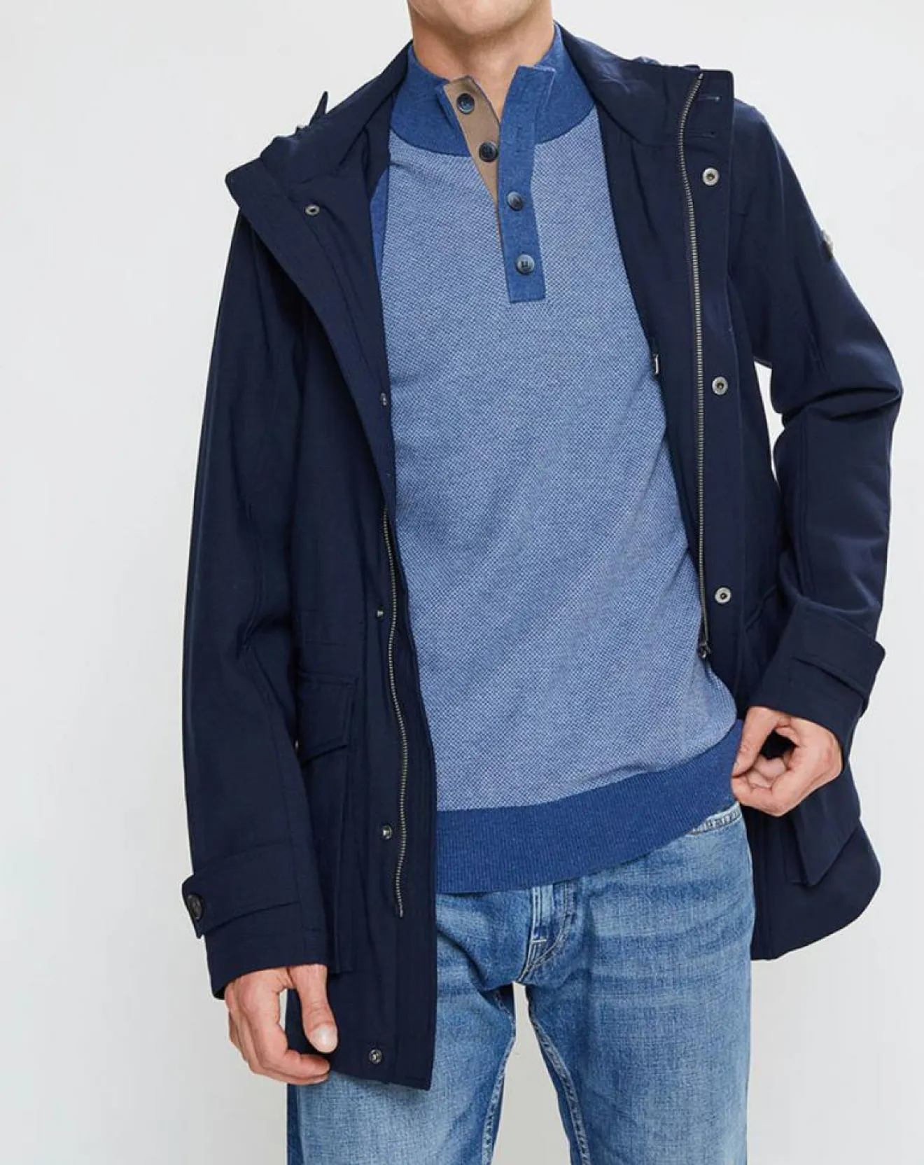Online Hackett London Parka à capuche Nylon Travel bleu marine