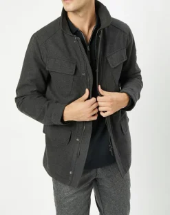 Hot Hackett London Parka de ville en Laine mélangée Velo grise