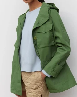 Femme Marc O'Polo Parka Gr Poches Coton Bio Zip kaki